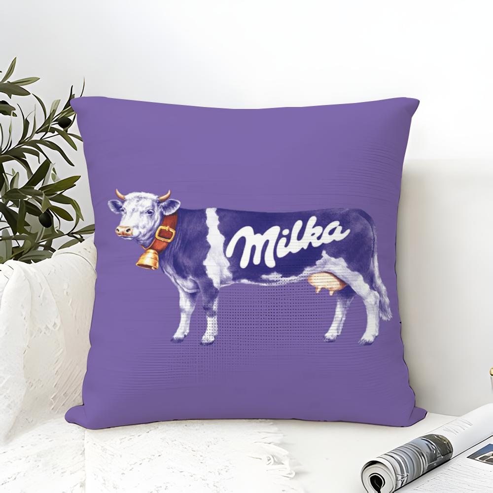 Funny Milka Purple Pillow Case Cotton Linen Fabric Square Zipper Pillowcase Home Decorative Living Room