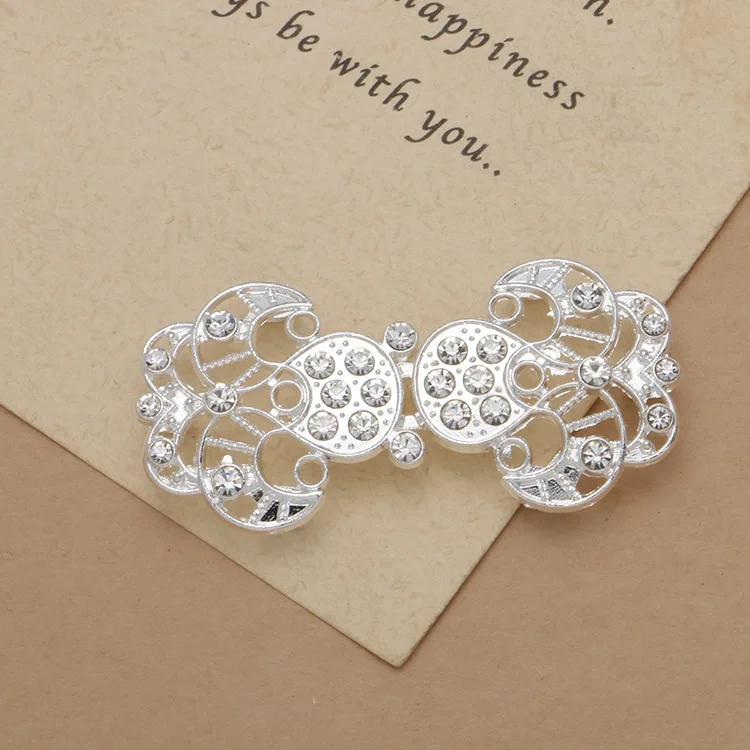 1 Pair Connectors Clasps Rhinestone Buckle Metal Button Waist Extender Hooks Eyes Clasps Fastener for Clothes