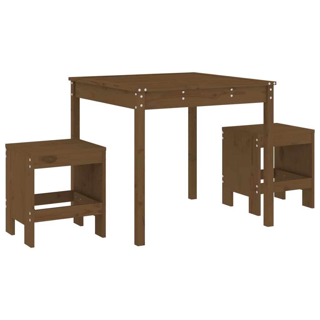 3 Piece Garden Bistro Set Honey Brown Solid Pine Wood