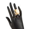 Exaggerated Geometric Metal Stripe Imitation Gemstone Wide Surface Opening Rings For Women Finger Jewelry Accessories