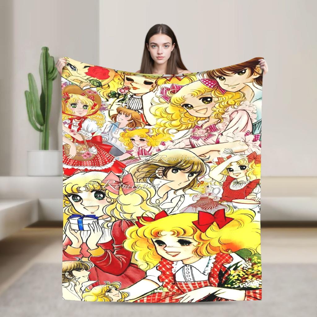 Candy Candy And Terry Anime Blanket  Warm Soft Funny Plush Bedding Throws For Couch Bed Travel Flannel Bedspread Bed Cover