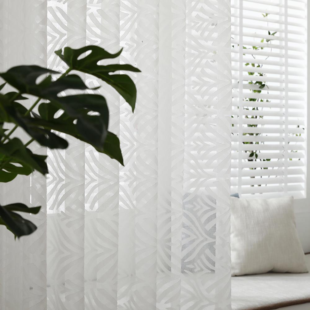 White Sheer Voile Window Curtain with Ring Top for Kitchen, Bedroom and Living Room (2 Panel,55''
