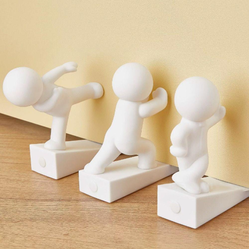 Cute Cartoon Decorative Door Stop No Drilling Action Figure Door Stopper Anti Collision Non-slip Door Bumper for Home&Bedroom