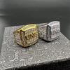 Goldplated American Steel European Titanium Rhinestone Hiphop King Mens Ring