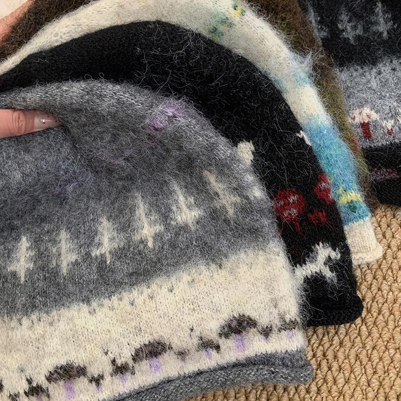 Fair Island Wind Curling Heap Hat Female Autumn and Winter Retro Face Small Cold Hat Lazy Wind Warm Bag Head Wool Hat