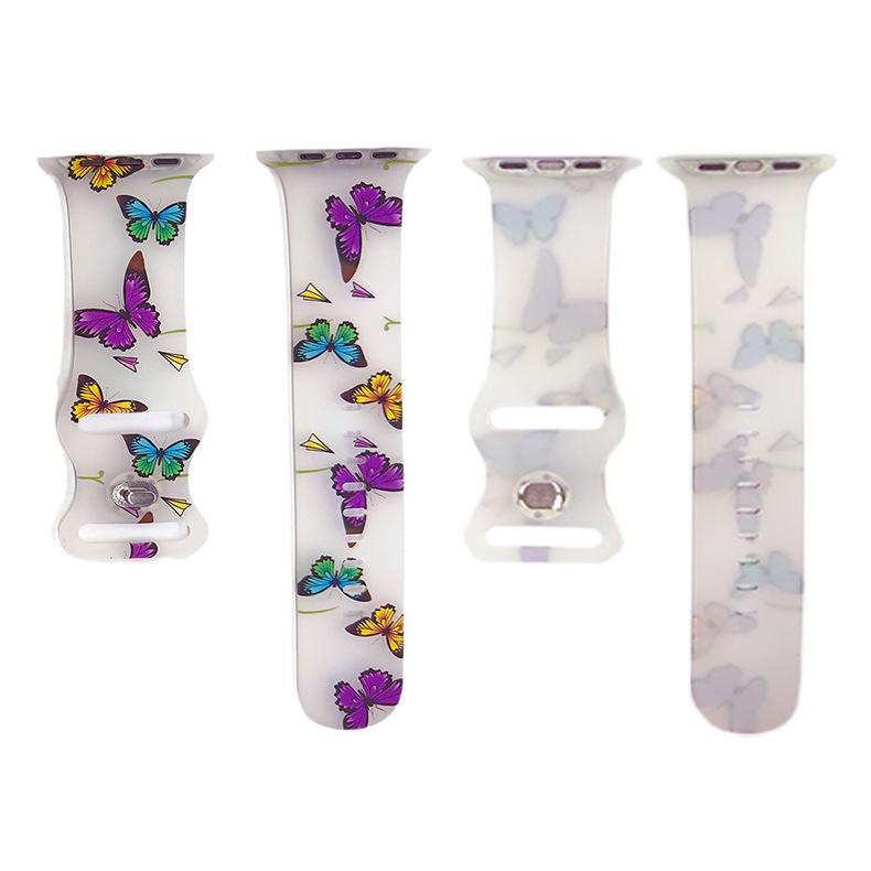 Compatible Apple iWatch S10 Colorful Pattern Silicone Sports Strap - Transparent Design