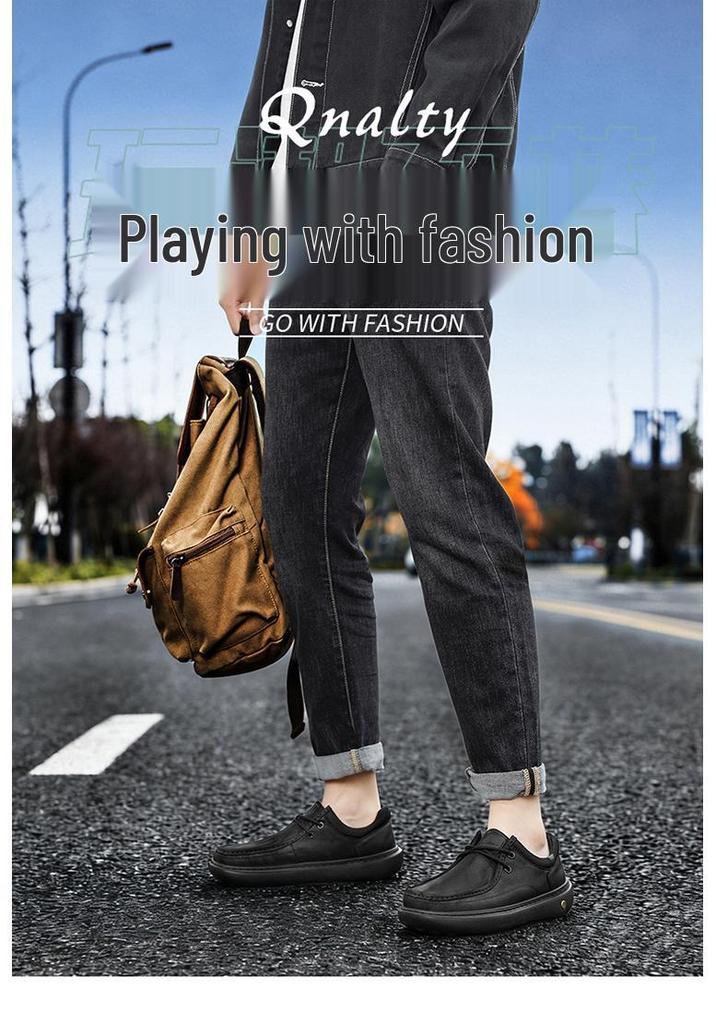 2026 Matte Leather Men's Casual Shoes - Lightweight, Wear-Resistant, Retro Style with Thick Sole - Trendy Spring Driving Footwear