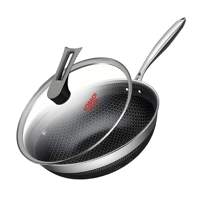 Kangbahu 316L Stainless Steel Double-Sided Pattern Wok, 32cm