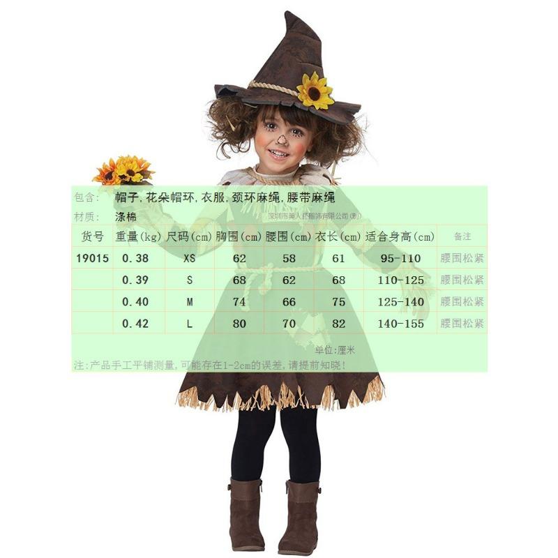 

XS-L костюм ведьмы для сценического представления для девочек, костюм клоуна, костюм на Хэллоуин, детский, для игры, для фотосессии, пугало L size (140-155cm)