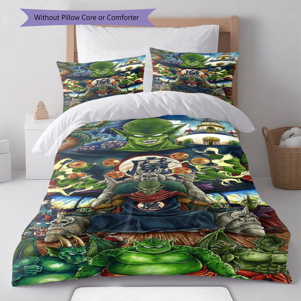 Set cu cuvertură și fețe de pernă cu model de desene animate Decorare casă Cadou de ziua de naștere (1 * husă de pilotă + 2 * fețe de pernă, fără miez)