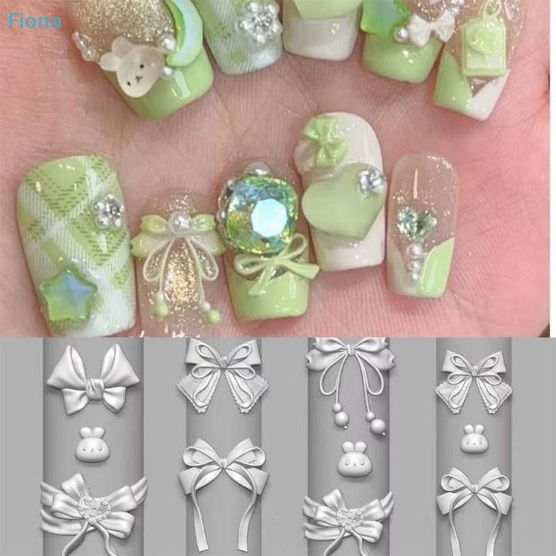 3D Bow & Bunny Nail Art Silicone Mold Set, Cute Rabbit Nail Carving Molds for DIY Manicure & Nail Decoration