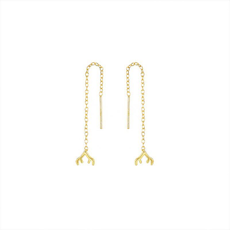 Women's S925 Sterling Silver Reindeer Antler Stud Earrings - Light Luxury, Simple Niche Style for Christmas