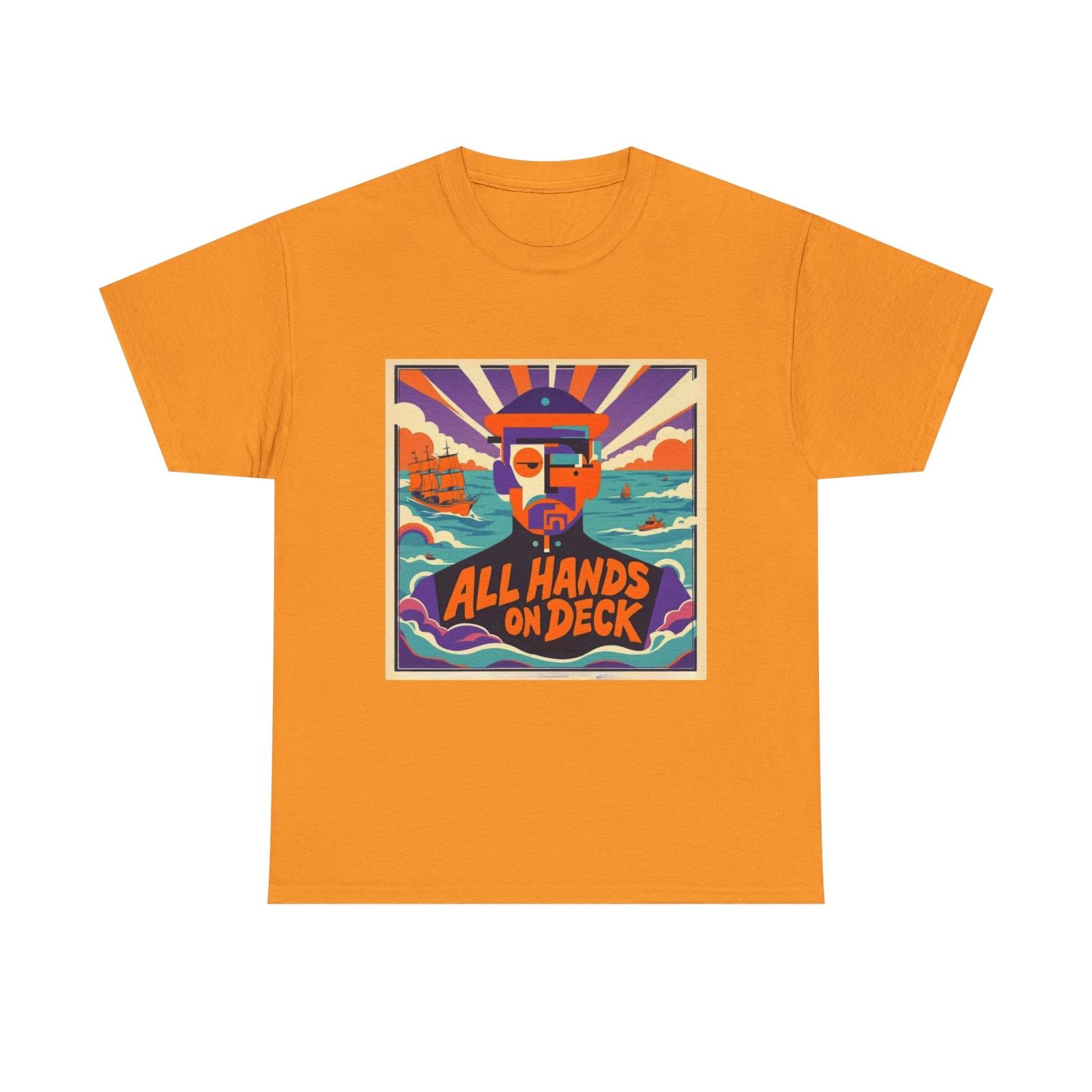 Vibrant All Hands on Deck Tee, Beach Lover Shirt, Nautical Gift, Summer Apparel L