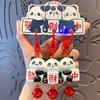 3Pcs Keychain Magnetic Mahjong Panda Doll Good Luck Charm Key Chain Backpack Bag Handbag Accessories