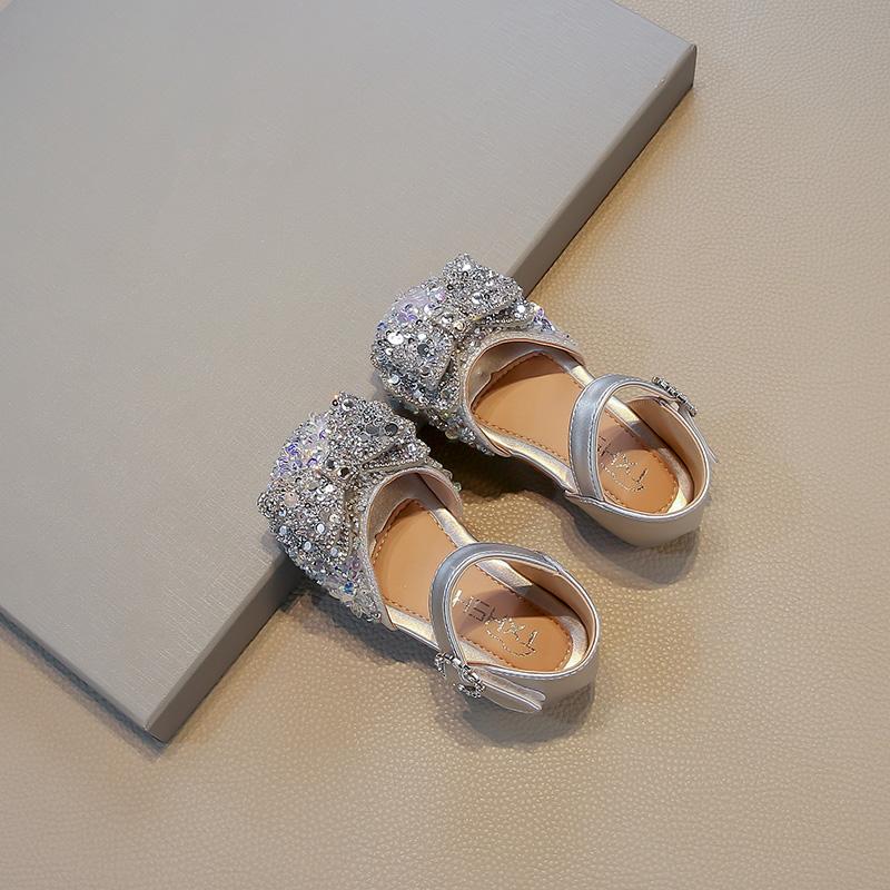 Spring/Summer New Korean Edition Girls' Half Sandals, Baby Girls' Bow Princess Shoes, Girls' Sparkling Dance Performance