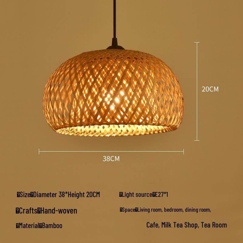 A8L Bamboo Pendant Lamp: New Chinese Zen Style, Rattan Woven Design, Ideal for Tea Rooms, Dining Areas & Teahouses with Japanese Antique Touch.