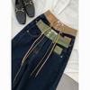 Ladies' Jeans Drawstring Elastic Waistband Women's Spring Autumn High Waisted Loose Wide Leg Pants