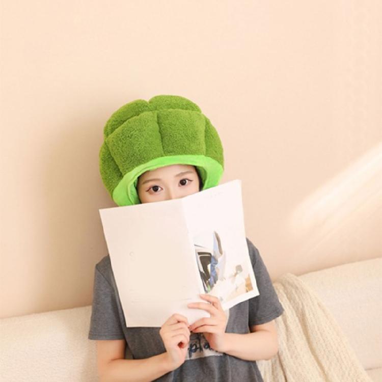 Green Brokkoli Headgear Plush Brokkoli Hat Novel Funny Brokkoli Caps Photography Props Halloween Party Cosplay Costume
