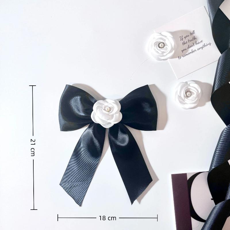 

Брошь-лента в виде цветка камелии, черно-белая, в французском стиле, булавка для женской рубашки, винтажные броши для вечеринки, ювелирные изделия