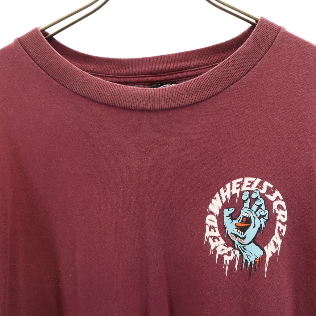 SANTA CRUZ Back logo Short sleeve T-shirt XL wine-red Men's Used