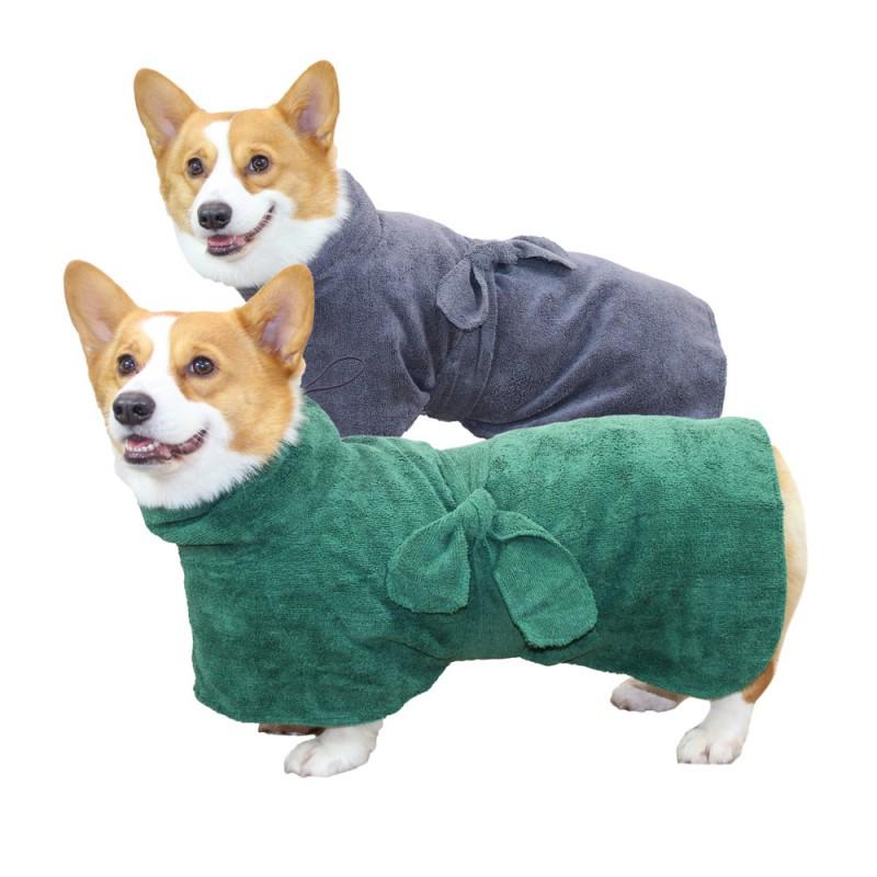 Quick-Dry Pet Hooded Towel Robe Super Absorbent Microfiber Dog Cat Bath Wrap Small Medium Large Breeds