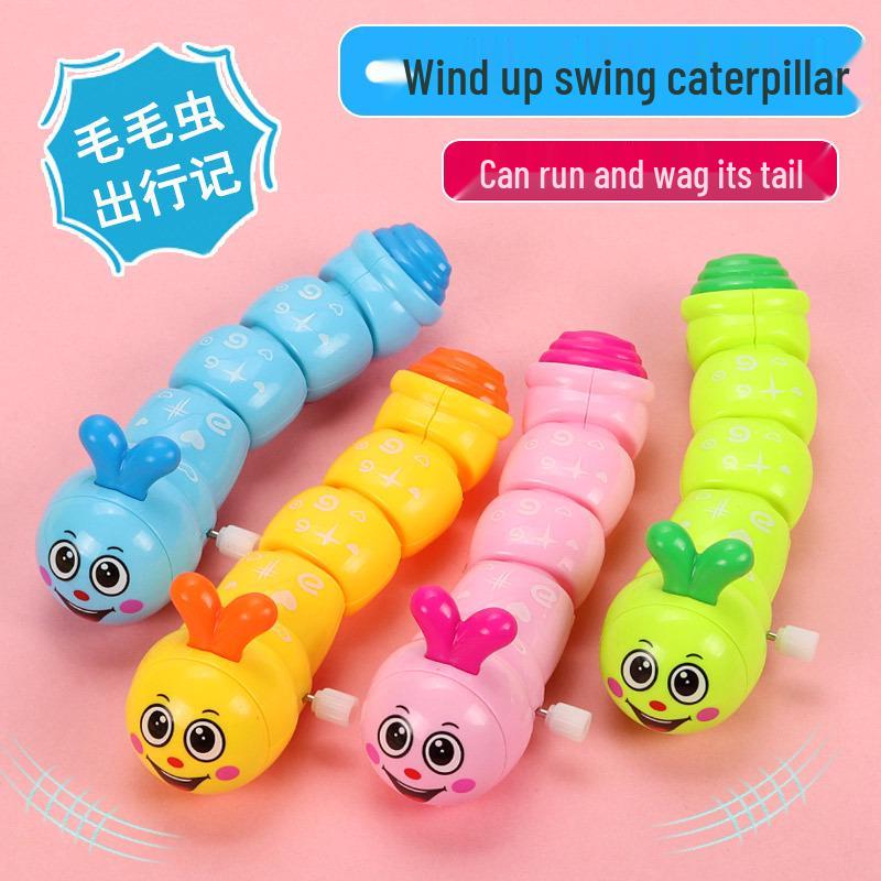 Spring-Loaded Caterpillar Wind-Up Educational Toy for Toddlers 16x5x5 CM