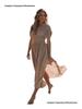 Summer V-neck Batwing Sleeve Elastic Waist Split Long Dress