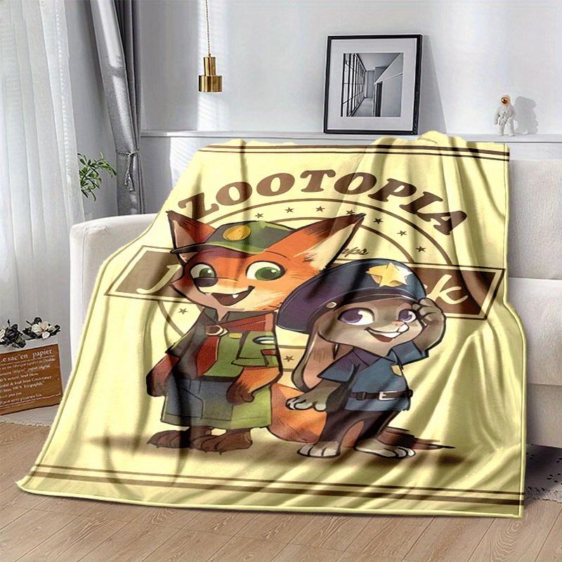 1pc Zootopia Printing Blanket - Soft, All-Season Throw for Office Blanket,Personalized Gift with Adorable Cartoon Design