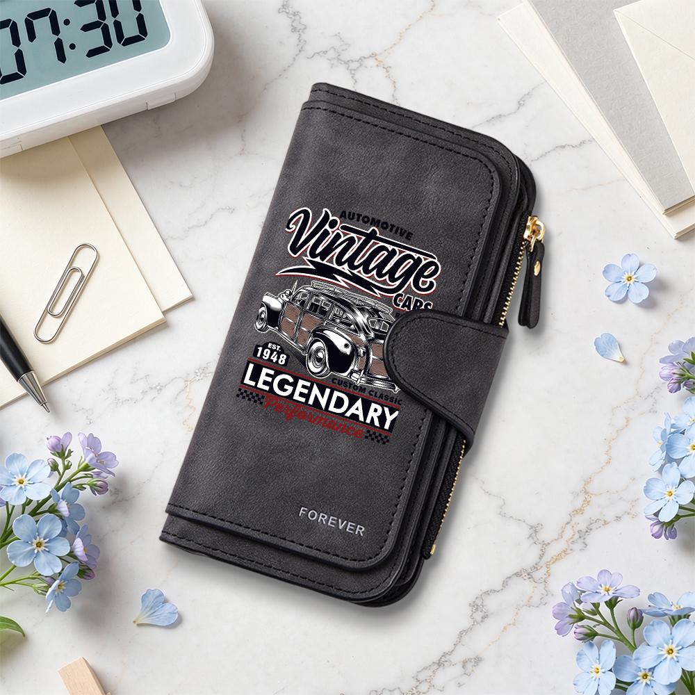 Vintage Car Printed Long Wallet