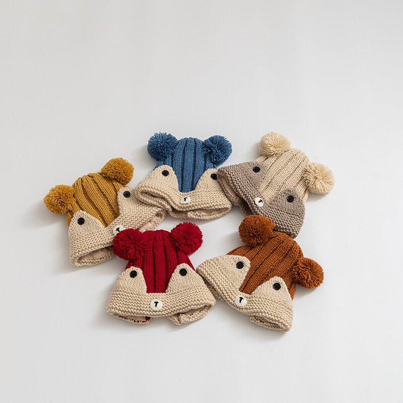 Korean-Style Hand-Knitted Wool Hat for Newborns – Warm, Windproof, and Ear-Protective for Boys and Girls.