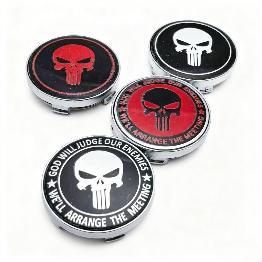 4pcs/set Skull Logo Emblem Car Wheel Center Caps 60MM 56MM Wheels Hub Cap Skulls Badge Rim Hubcaps Cover Replace Car Accessories