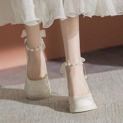 Sanfte Mary Jane Schuhe Damen Frühling Neu Hochwertige Mode Vielseitig Leichtgewicht Perle High Heels