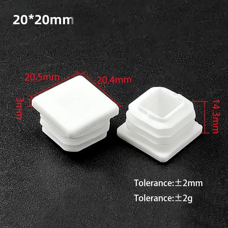 White PP Plastic Table Chair Foot Covers 15*15-100*100mm Square Pipe Plugs Protective Cover Furniture Thickenes Leg Pads