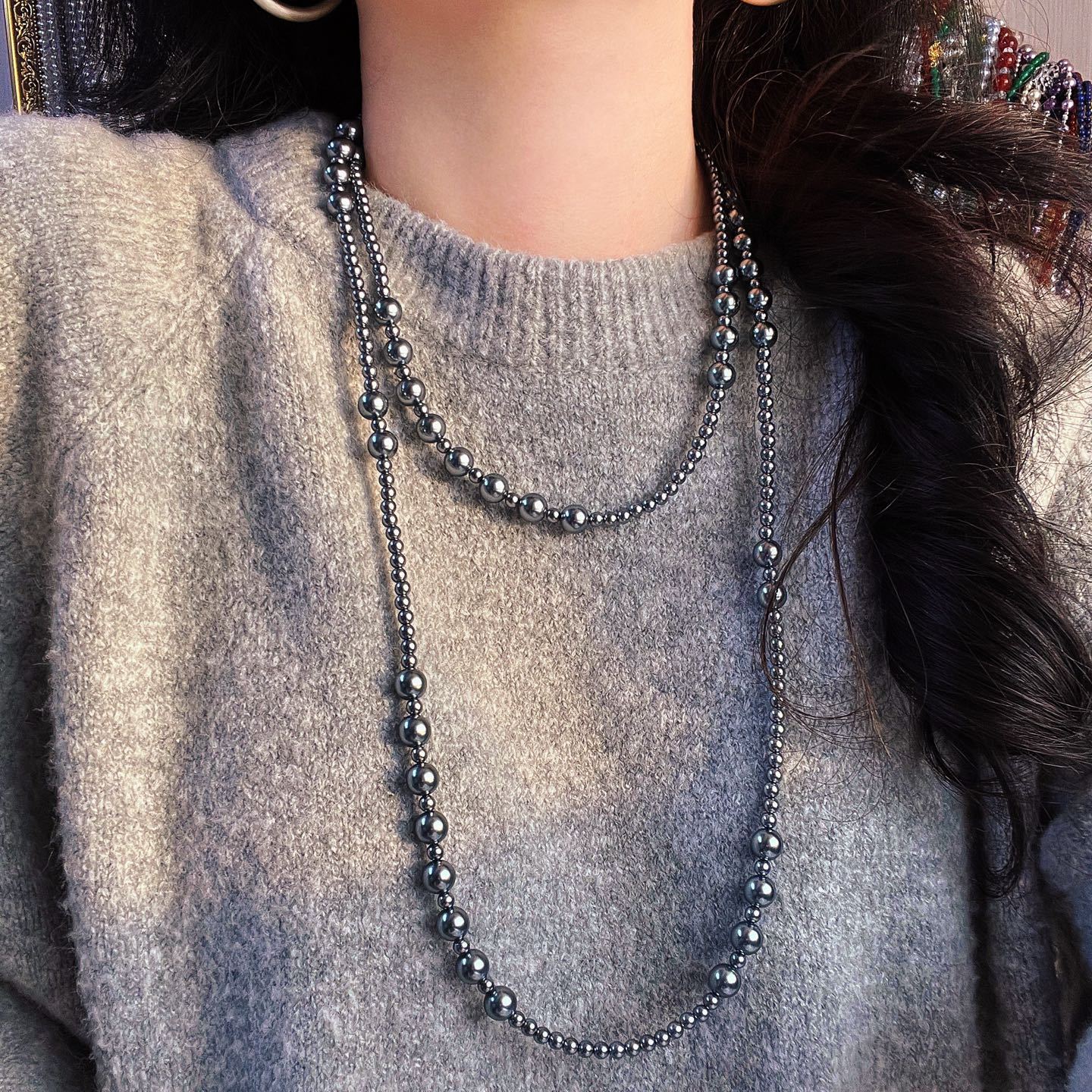

Cold Autumn And Winter Boutique Highlight Shijia Pearl Long Sweater Chain Necklace Collarbone Chain Female