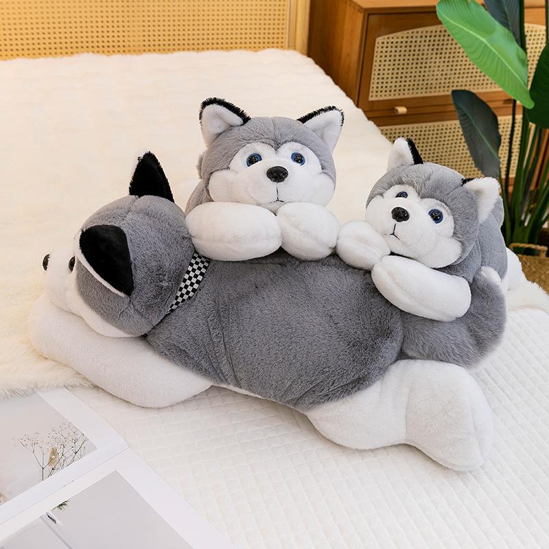 Party Scarf Husky Plush Toy Children's Sleeping Pillow Cute Pet Car Ornament Ring Gift