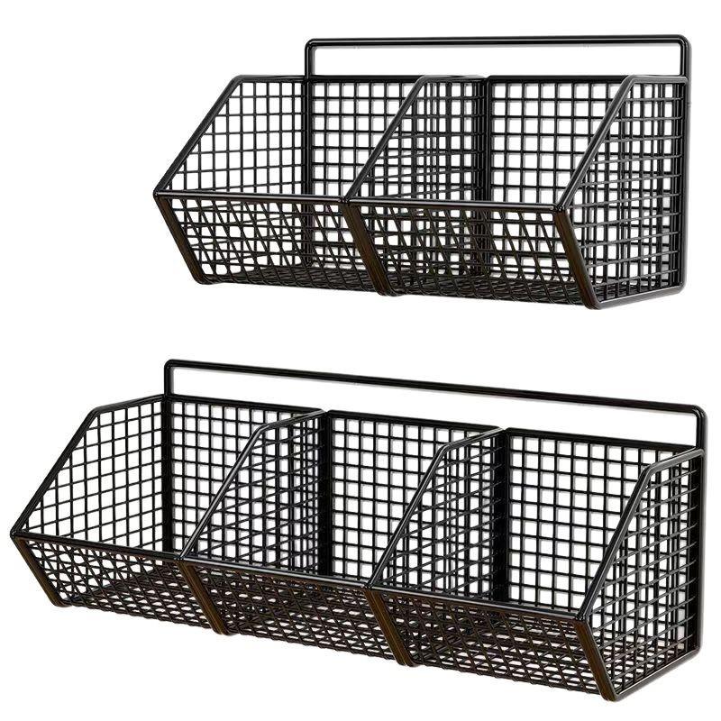 1PC Durable Metal Rack Heavy-Duty With Open Grid Design Space-Saving Vertical Garlic Wall Shelf For Vegetables 2 Sizes