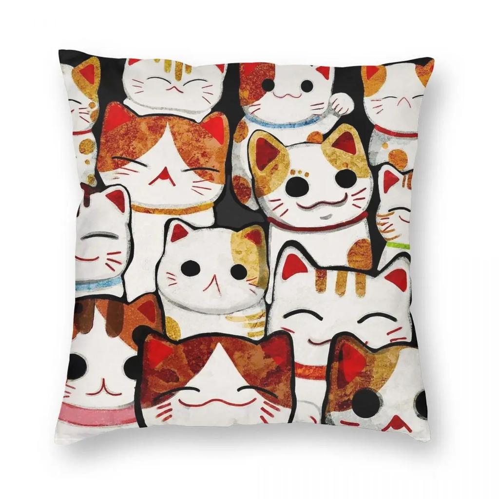 Maneki Neko Cat Lucky Cat Pillowcase Soft Polyester Cushion Cover Decor Pillow Case Cover Bedroom Wholesale