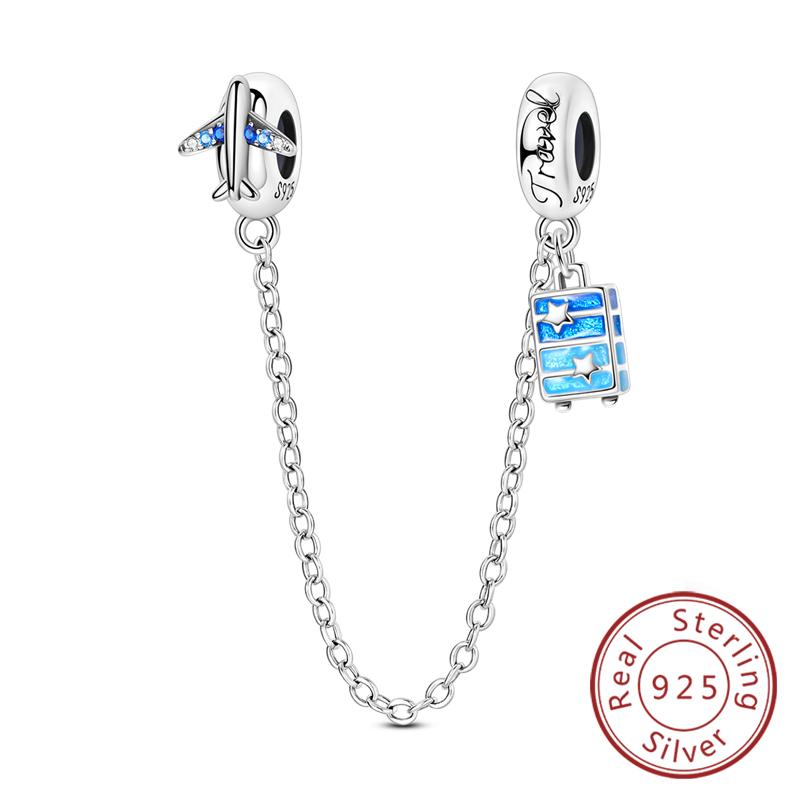 New Original Safety Chain Clasp Clip Charm Bead Copper Heart Bow Star Moon Fit Bracelet Diy Woman Girl Jewelry Gift