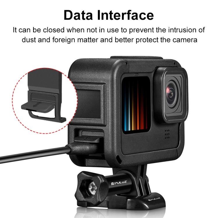 PULUZ Frame Expansion PA Cage with Side Interface Cover for GoPro HERO12 Black /11 Black /10 Black /9 Black(Black)
