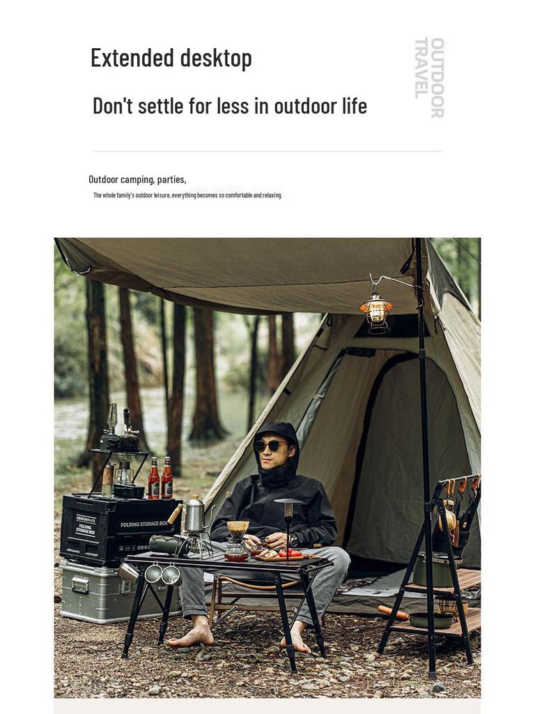 Outdoor Foldable Height-Adjustable Aluminum Table: Portable Roll-Up for BBQ, Picnic, or Dining