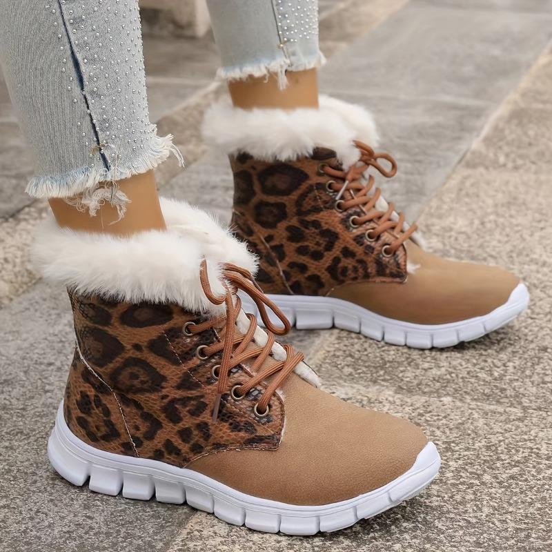 Women's Winter Furry Slip-Resistant Platform Sneakers/Boots - Thick Platform Height Increase