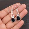 Natural Black Onyx Gemstone 925 Sterling Silver Handmade Earrings1.90" For Women EE-46-18