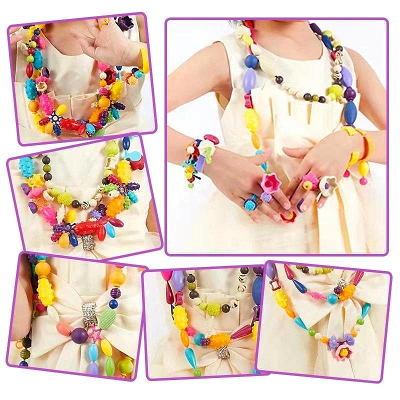 1008/508 Pieces Girl Beads Jewelry Making Kit DIY Handmade Toy Accessory Necklace Bracelet Creative Crafts Toys Christmas Gifts