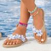 Fashion 2025 Fashion Flower Decor Flip Flops Women Summer Vacation Non Slip Beach Slippers Woman Lightweight Flat Heel Sandals 36-42