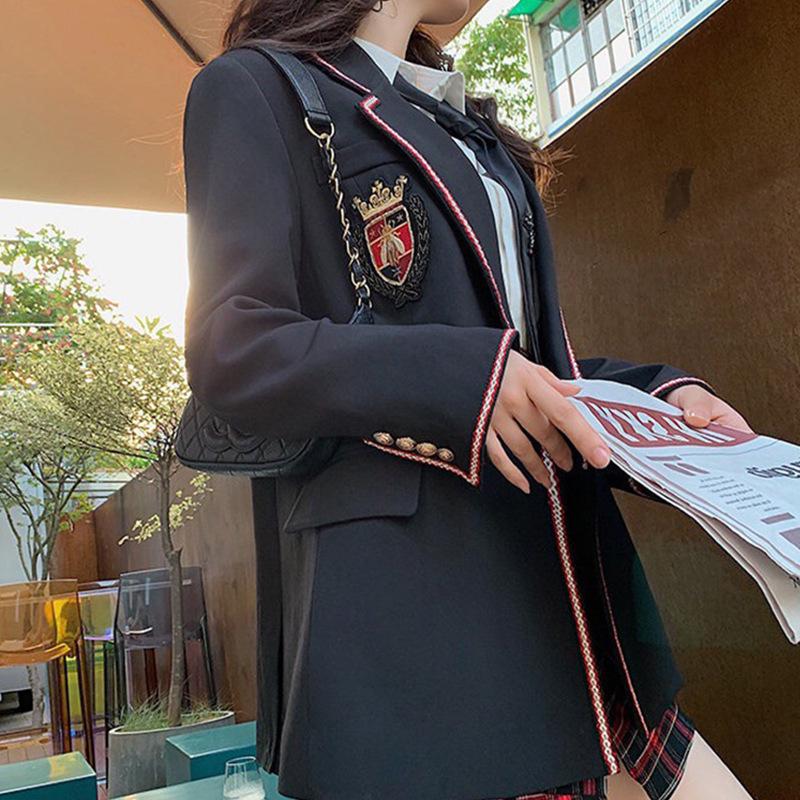 

Женский комплект из трех предметов в студенческом стиле 2020 г.: Белая рубашка, клетчатая юбка, маленький блейзер S