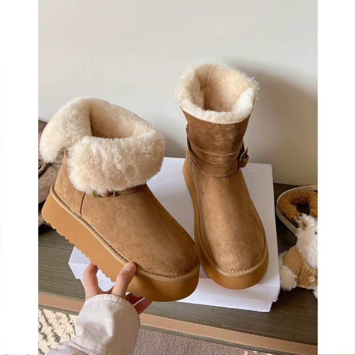 

Increase the height of two wear thick-soled fluffy piled thickened warm cotton shoes gray long snow boots winter 40