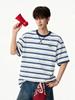 Men's Striped Short Sleeve T-Shirt Casual Crew Neck Tee Summer Loose Fit Hip Hop Streetwear Top