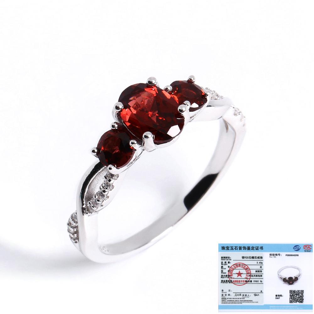 Schlichter Damenring Natürliche Rote Granat Edelsteine 925 Silberring - Eleganter Schmuck für den täglichen Gebrauch
