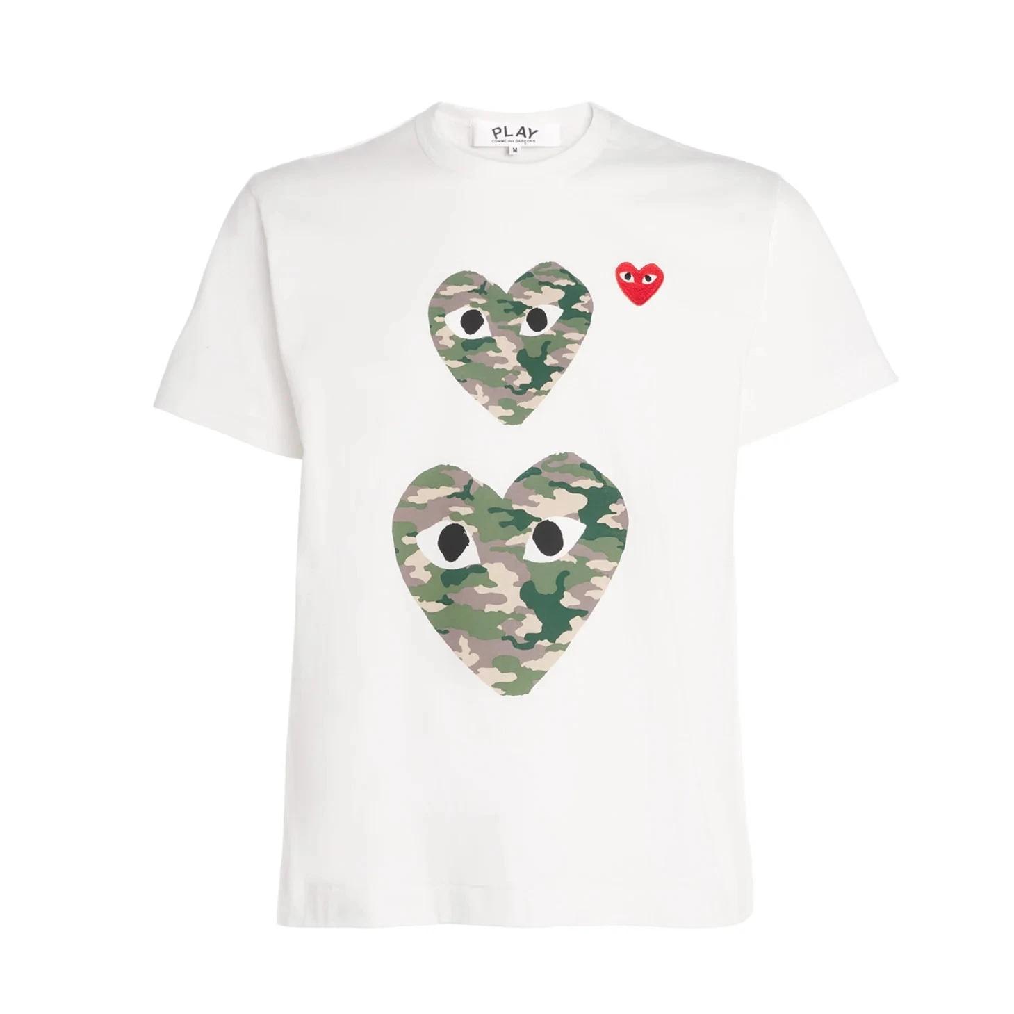 Comme des Garçons Play Camouflage Two Heats Logo T-Shirt 2XL