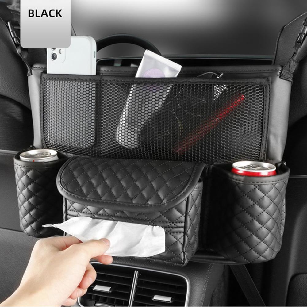 Auto Seat Middle Box PU Leather Car Seat Middle Box Hanger Storage Bag Phone Tissue Drink Purse Holder Interior Accessories